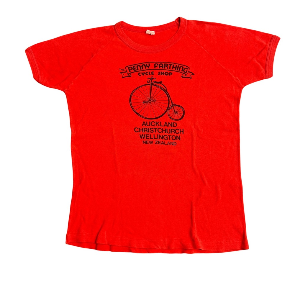 Vintage 70s Penny Farthing Cycle Shop New Zealand M/L T-Shirt